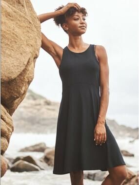 NWT Women's Athleta Black Tencel Santorini Thera Dress Med M